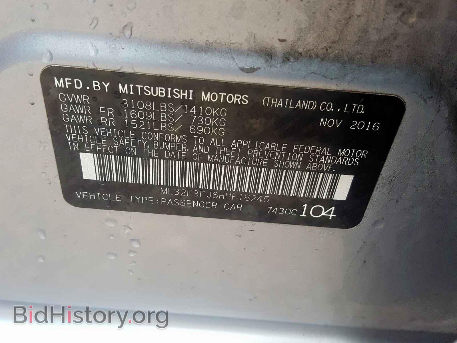 2017 MITSUBISHI MIRAGE - VIN: ML32F3FJ6HHF16245 - Фото 10