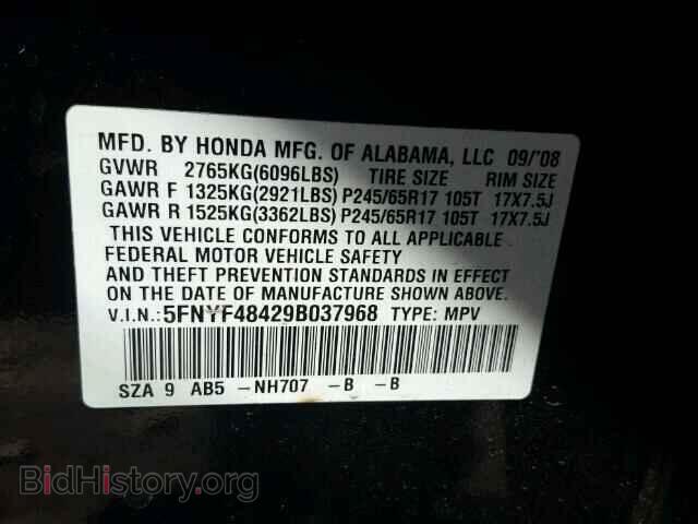 2009 HONDA PILOT - VIN: 5FNYF48429B037968 - Фото 10