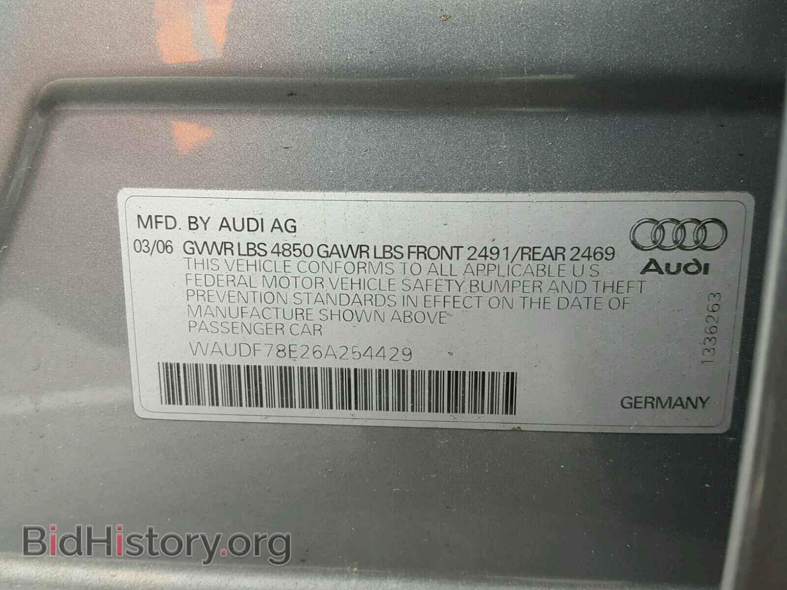 2006 AUDI A4 - VIN: WAUDF78E26A254429 - Фото 10