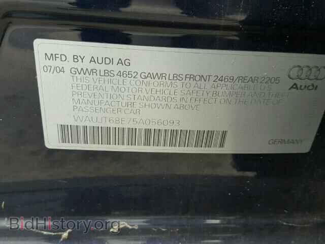 2005 AUDI A4 - VIN: WAUJT68E75A056093 - Фото 10