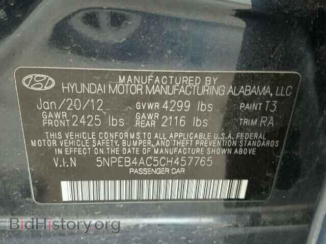 2012 HYUNDAI SONATA - VIN: 5NPEB4AC5CH457765 - Фото 10