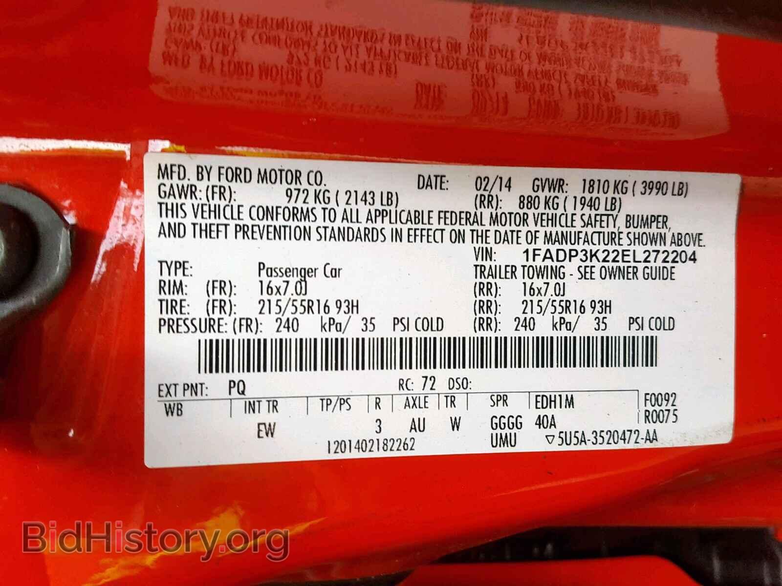 2014 FORD FOCUS SE - VIN: 1FADP3K22EL272204 - Фото 10