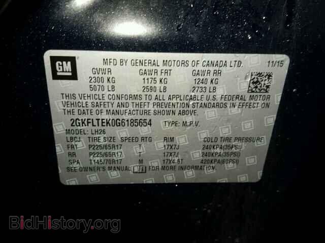 2016 GMC TERRAIN - VIN: 2GKFLTEK0G6185654 - Фото 10