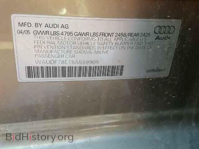 2005 AUDI A4 - VIN: WAUDF78E15A559905 - Фото 10