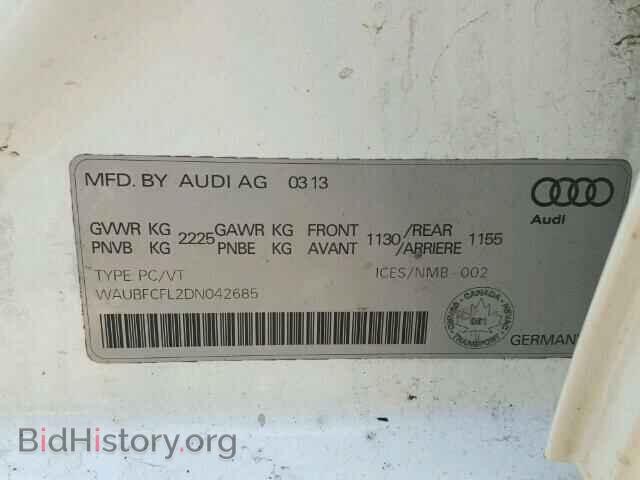 2013 AUDI A4 - VIN: WAUBFCFL2DN042685 - Фото 10