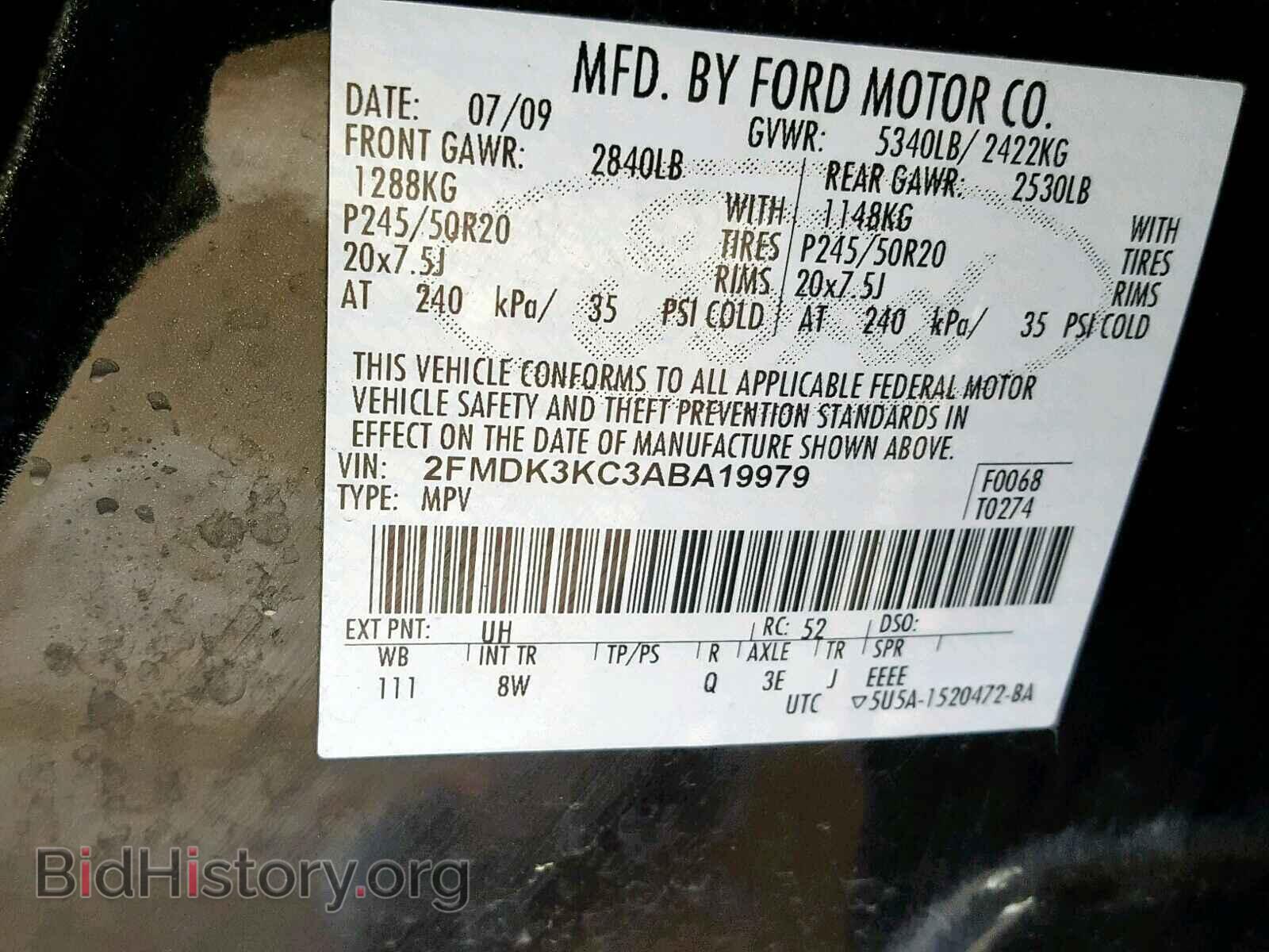 2010 FORD EDGE - VIN: 2FMDK3KC3ABA19979 - Фото 10