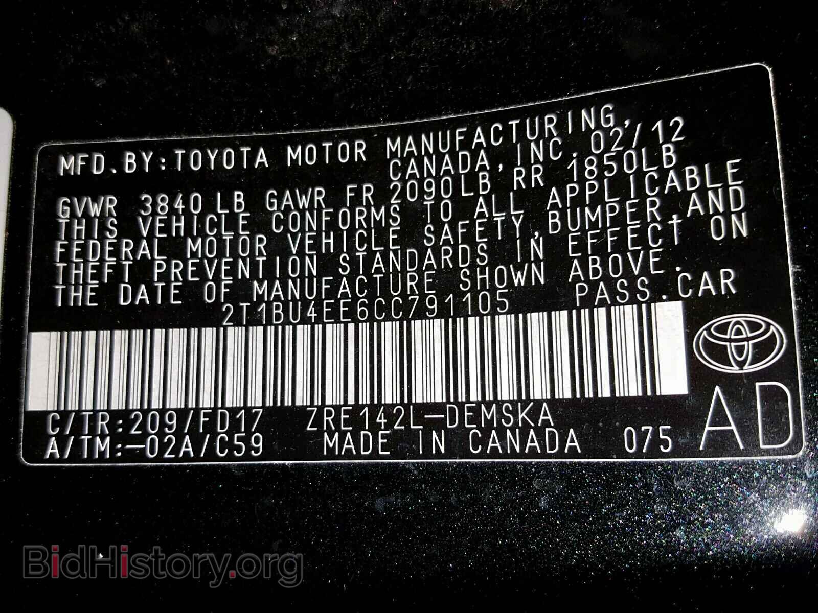 2012 TOYOTA COROLLA BA - VIN: 2T1BU4EE6CC791105 - Photo 10