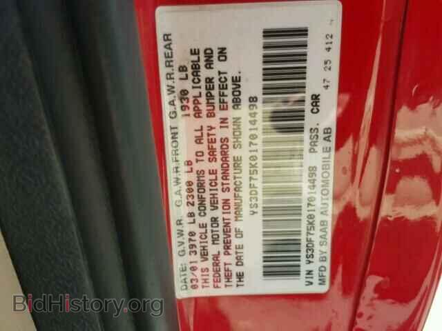 2001 SAAB 9 3 - VIN: YS3DF75K017014498 - Фото 9