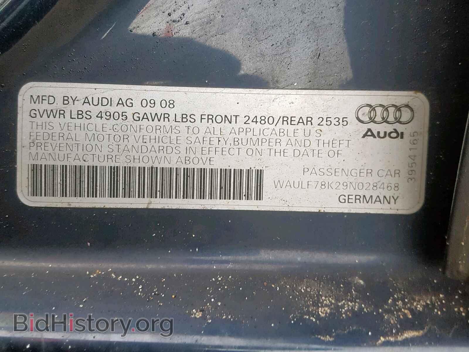 2009 AUDI A4 - VIN: WAULF78K29N028468 - Фото 10