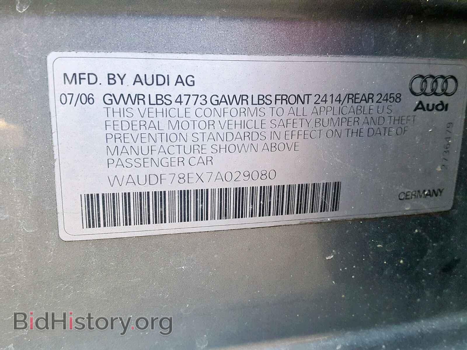 2007 AUDI A4 - VIN: WAUDF78EX7A029080 - Фото 10