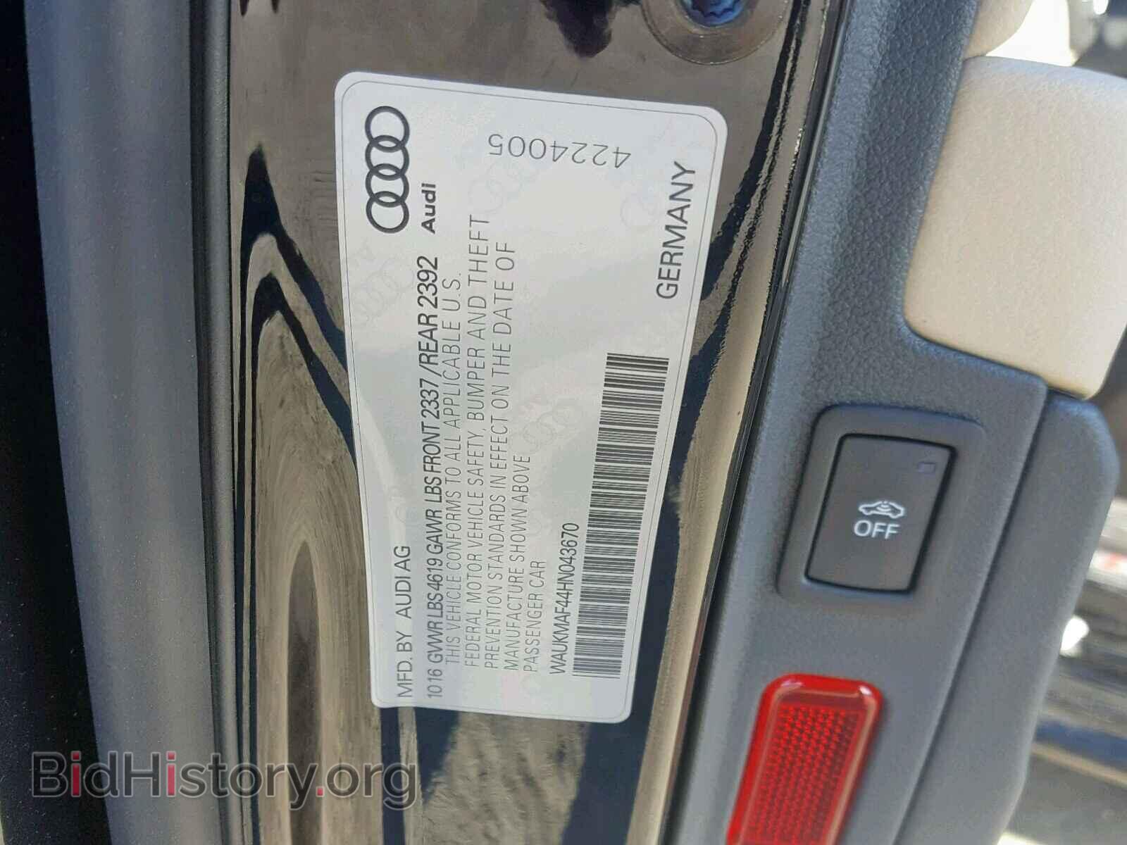 2017 AUDI A4 - VIN: WAUKMAF44HN043670 - Фото 10