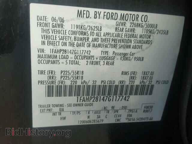 2007 FORD FIVE HUNDR - VIN: 1FAHP28147G117742 - Фото 10