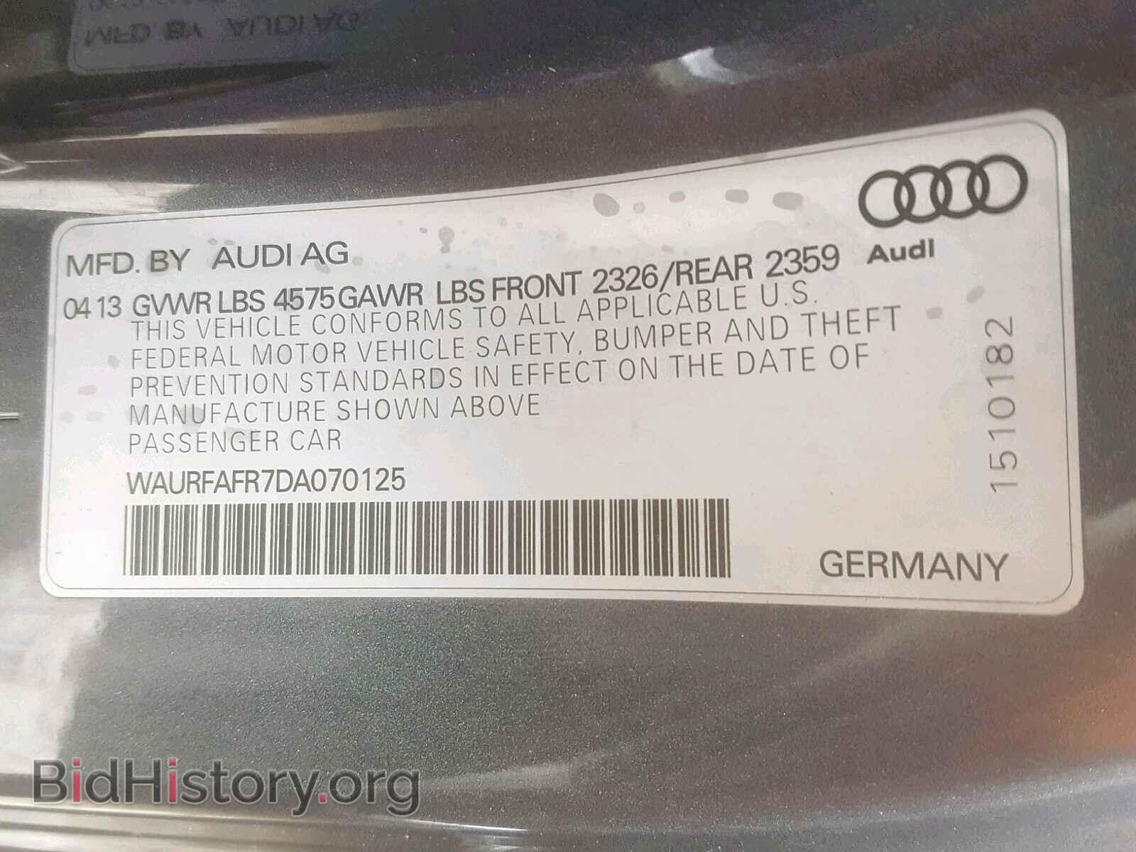 2013 AUDI A5 PREMIUM - VIN: WAURFAFR7DA070125 - Фото 10