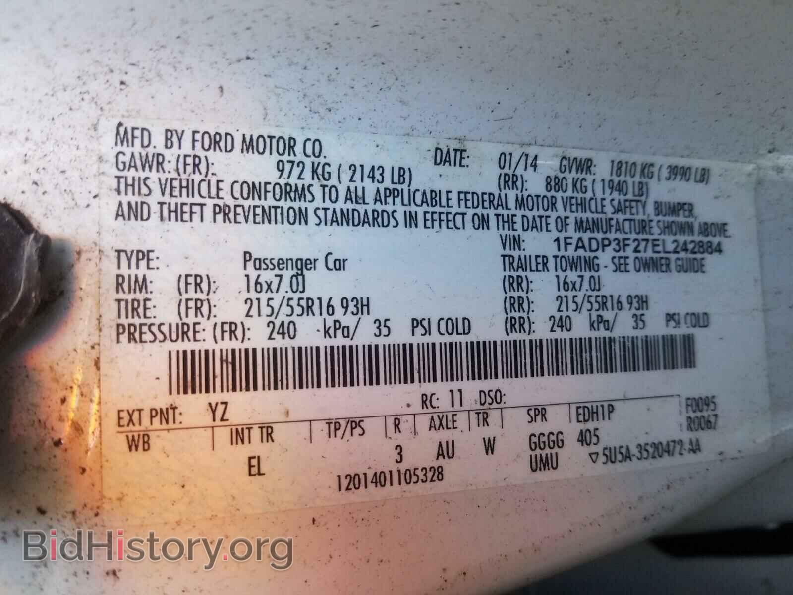 2014 FORD FOCUS - VIN: 1FADP3F27EL242884 - Фото 10