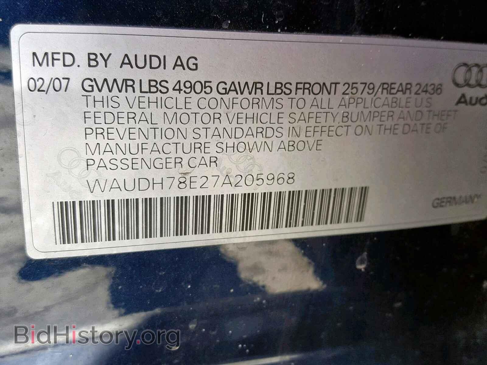 2007 AUDI A4 - VIN: WAUDH78E27A205968 - Photo 10