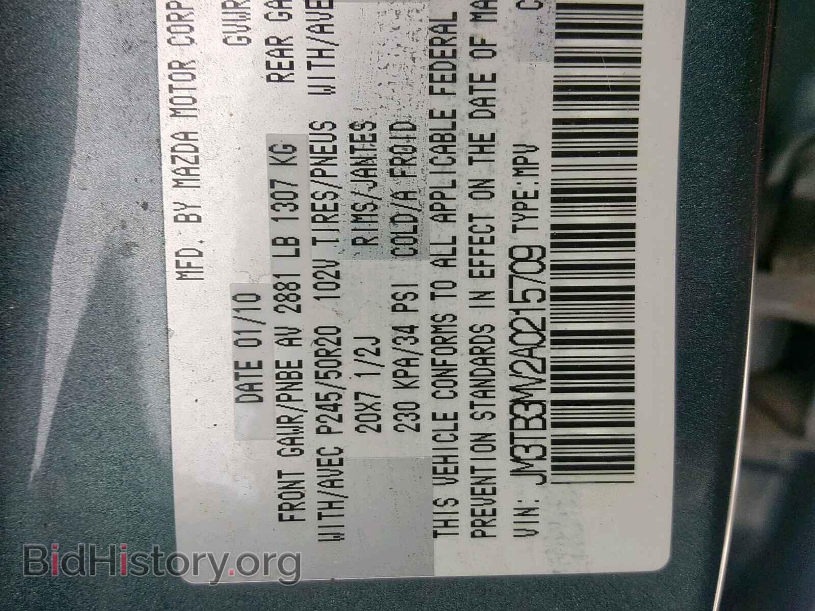 2010 MAZDA CX-9 - VIN: JM3TB3MV2A0215709 - Фото 10