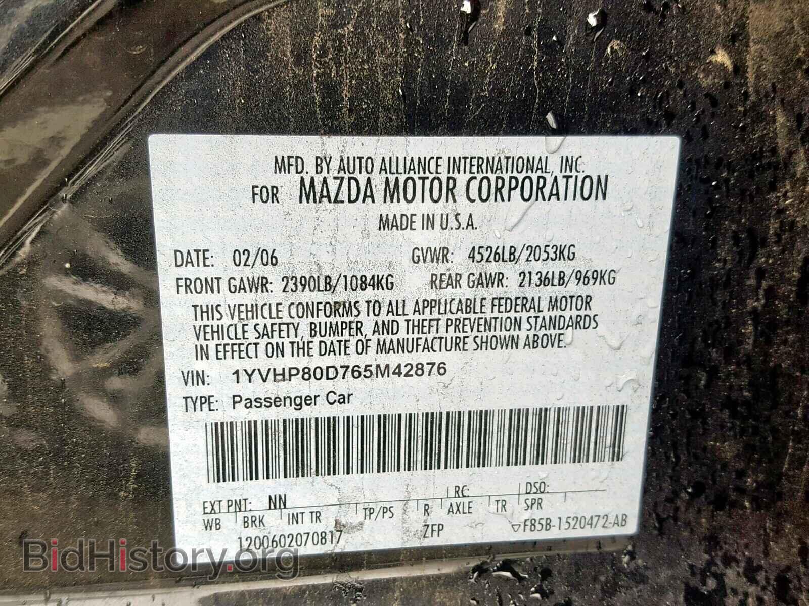 2006 MAZDA 6 - VIN: 1YVHP80D765M42876 - Photo 10