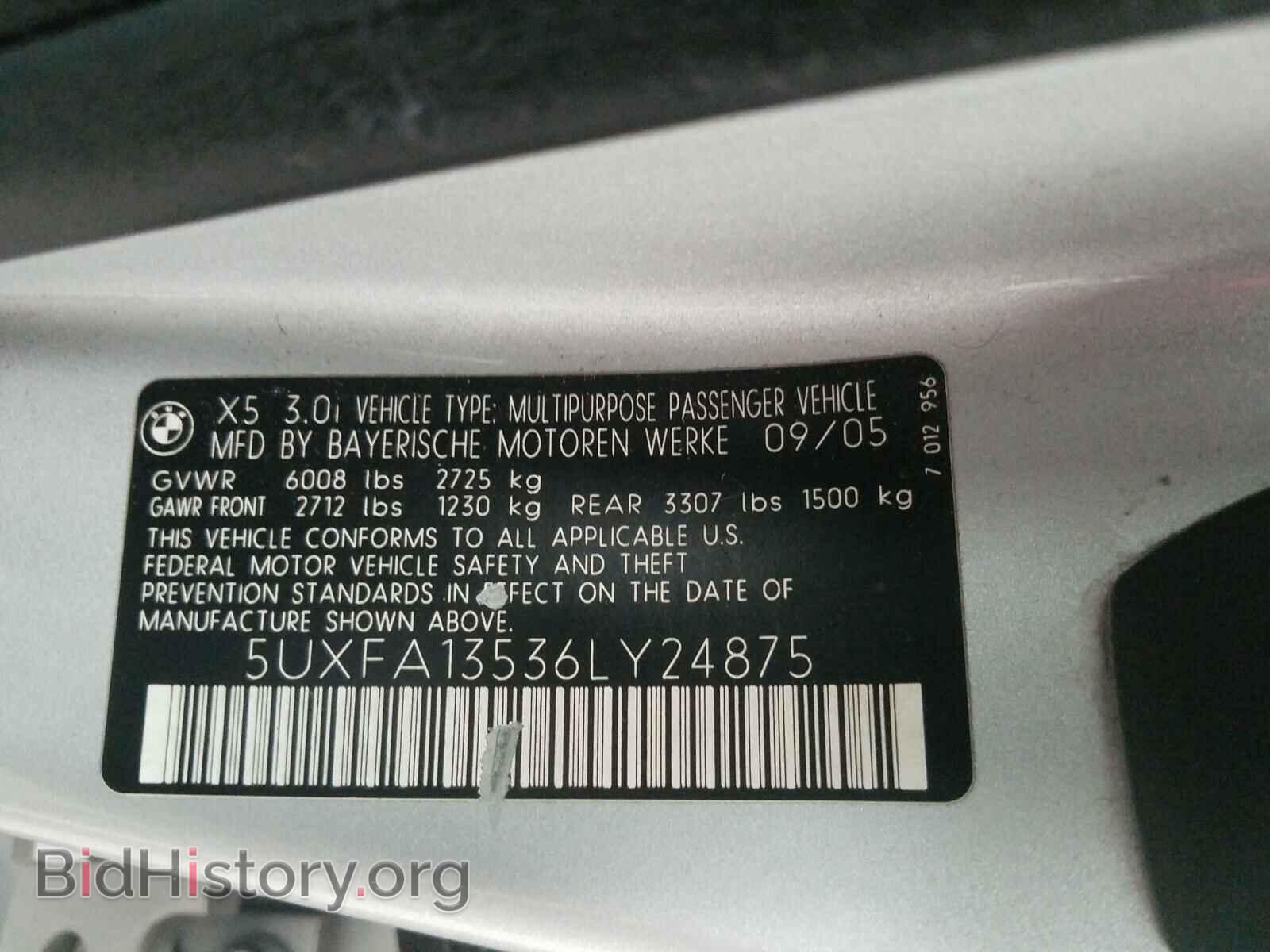 2006 BMW X5 - VIN: 5UXFA13536LY24875 - Фото 10