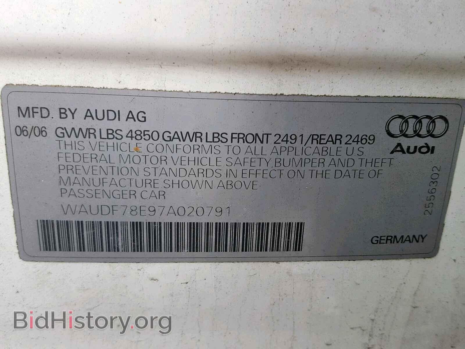 2007 AUDI A4 - VIN: WAUDF78E97A020791 - Фото 10