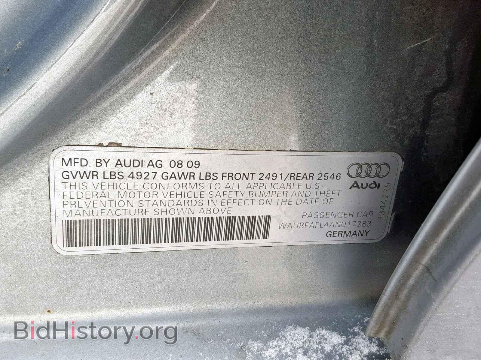 2010 AUDI A4 - VIN: WAUBFAFL4AN017383 - Фото 10