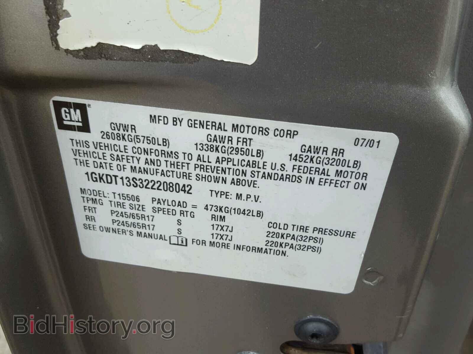2002 GMC ENVOY - VIN: 1GKDT13S322208042 - Фото 10