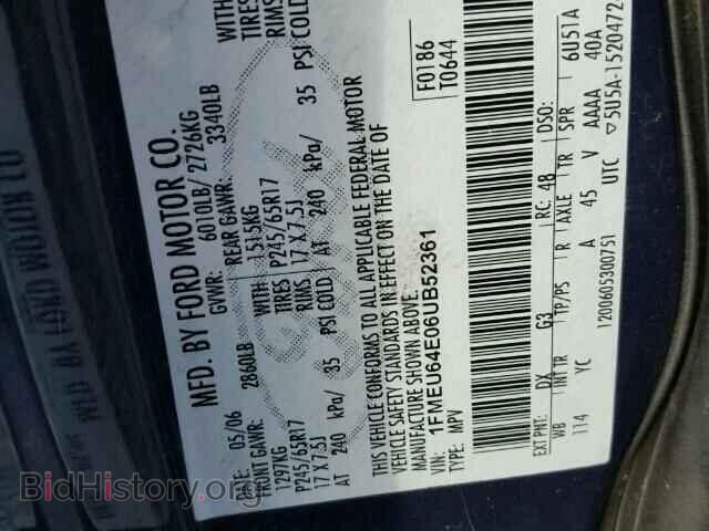 2006 FORD EXPLORER - VIN: 1FMEU64E06UB52361 - Photo 10