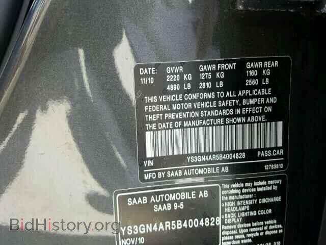 2011 SAAB 9 5 - VIN: YS3GN4AR5B4004828 - Фото 10