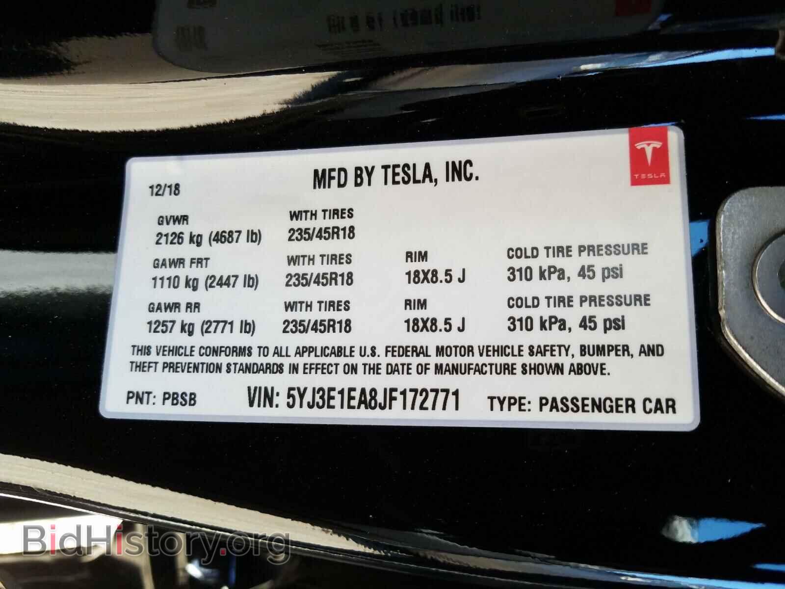 2018 TESLA MODEL 3 - VIN: 5YJ3E1EA8JF172771 - Photo 10