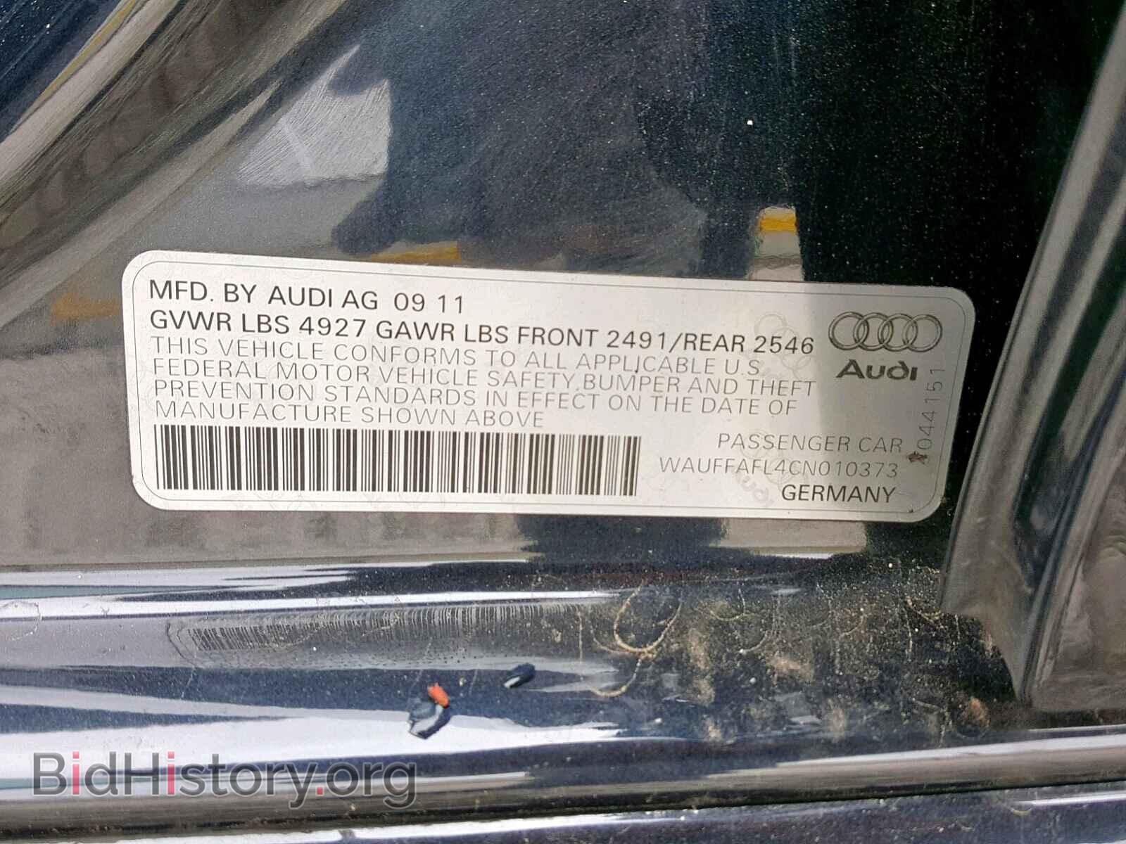 2012 AUDI A4 - VIN: WAUFFAFL4CN010373 - Photo 10