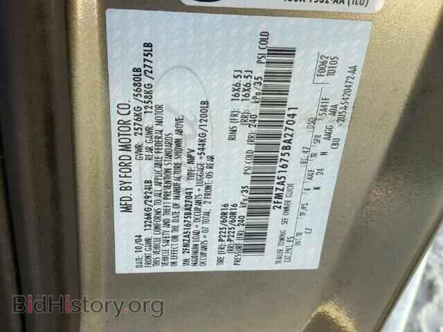 2005 FORD FREESTAR - VIN: 2FMZA51675BA27041 - Фото 10