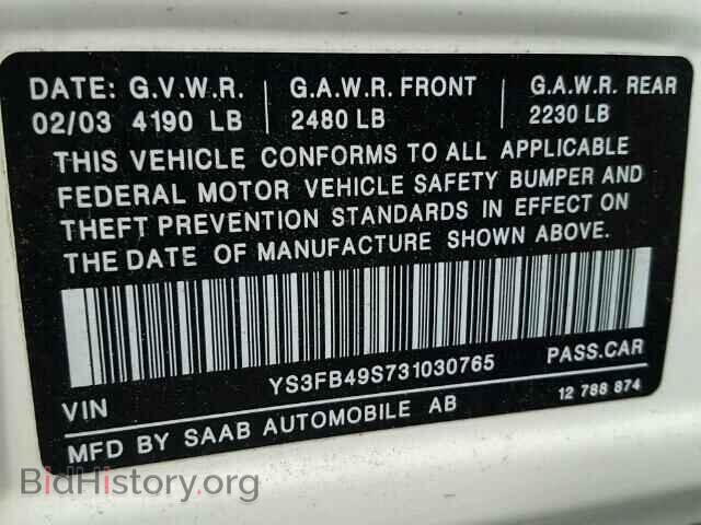 2003 SAAB 9 3 - VIN: YS3FB49S731030765 - Photo 10