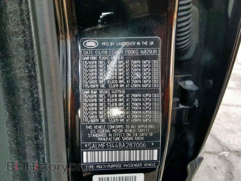 2008 Land Rover RANGE ROVE (VIN SALMF13448A287006) — photo 10 of 10