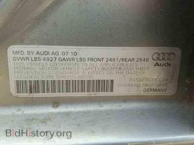 2011 AUDI A4 - VIN: WAUFFAFL7BN012455 - Фото 10