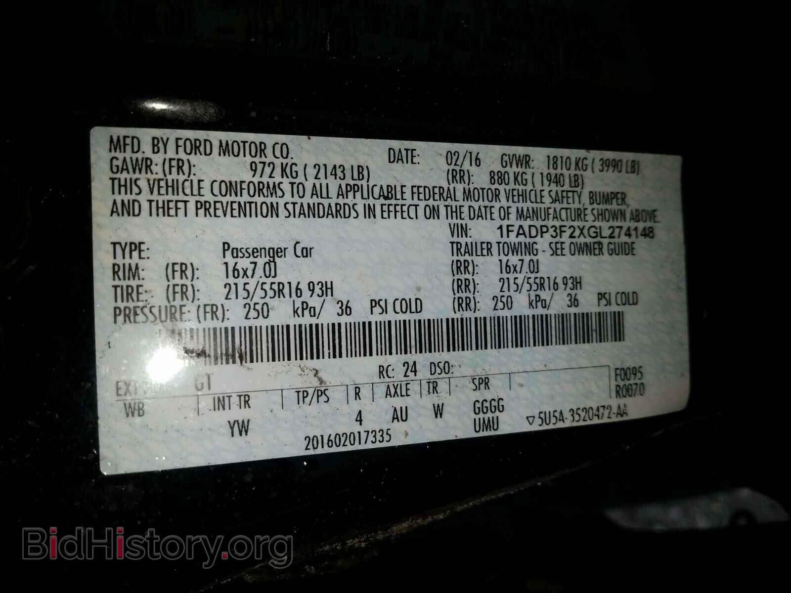 2016 FORD FOCUS - VIN: 1FADP3F2XGL274148 - Фото 10