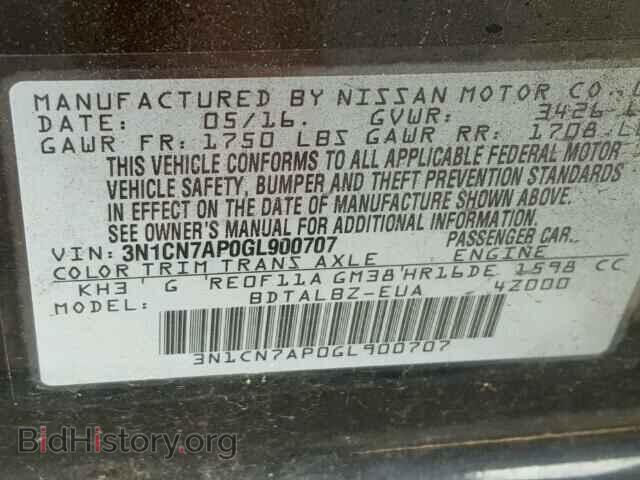 2016 NISSAN VERSA - VIN: 3N1CN7AP0GL900707 - Фото 10