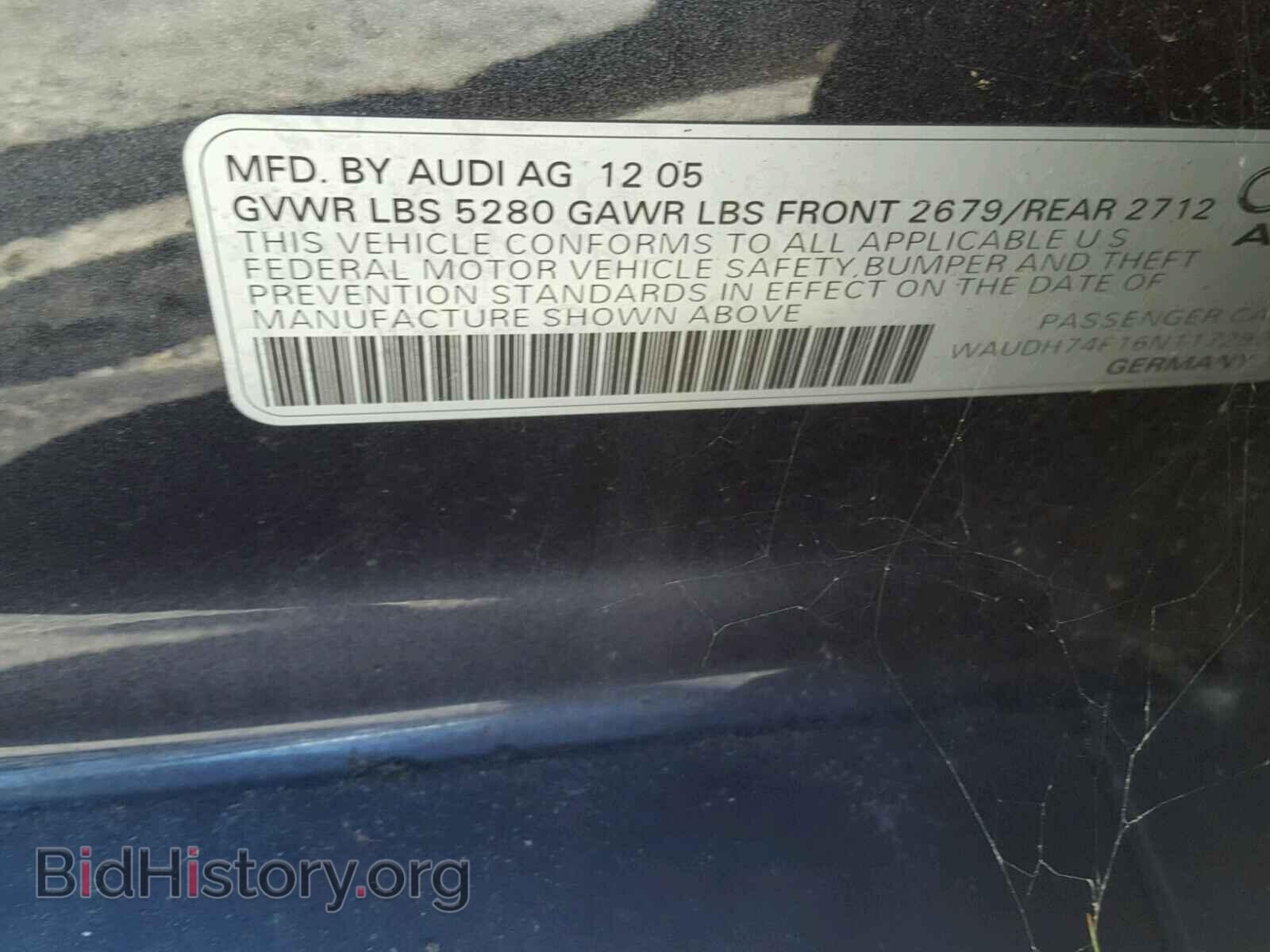 2006 AUDI A6 - VIN: WAUDH74F16N117290 - Фото 10