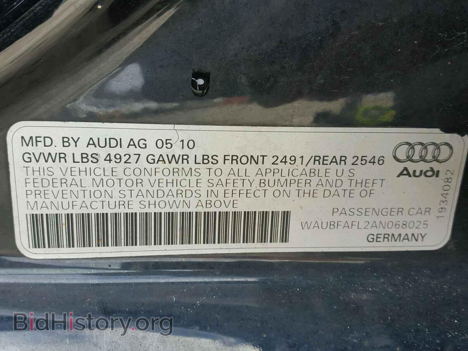 2010 AUDI A4 - VIN: WAUBFAFL2AN068025 - Фото 10
