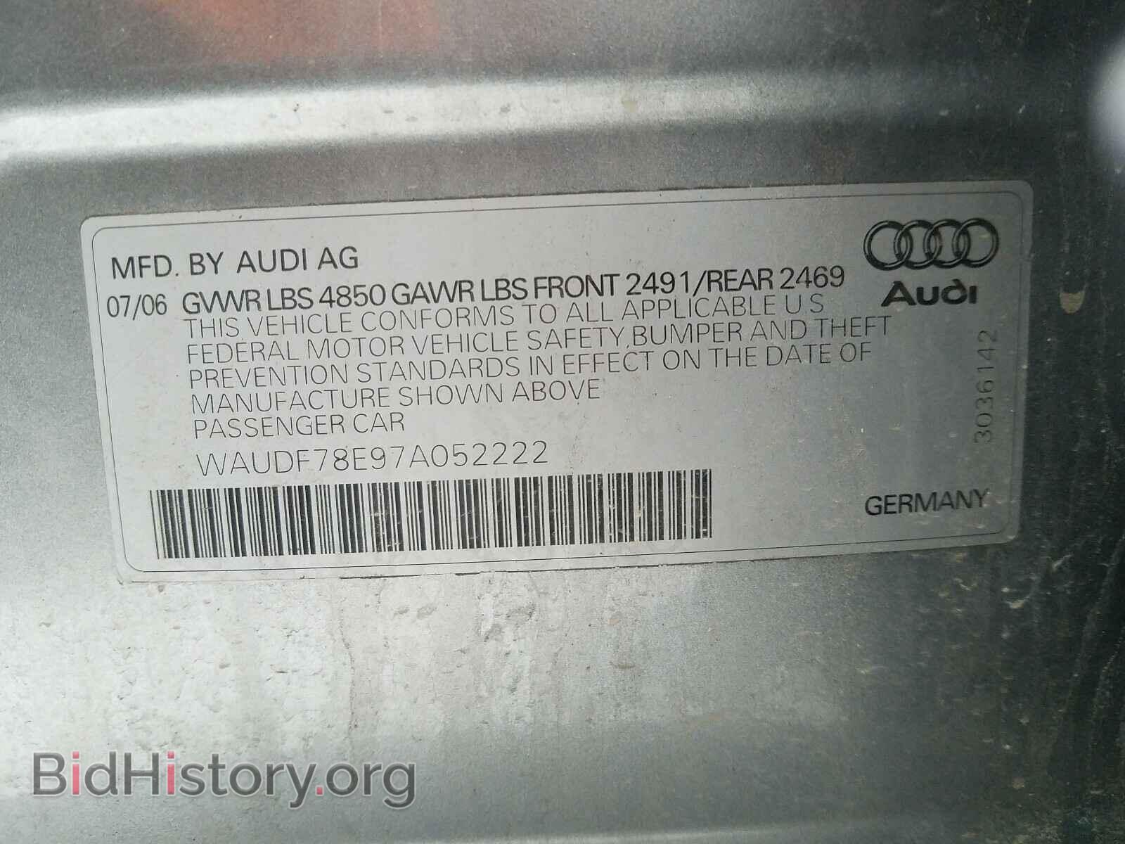 2007 AUDI A4 - VIN: WAUDF78E97A052222 - Фото 10