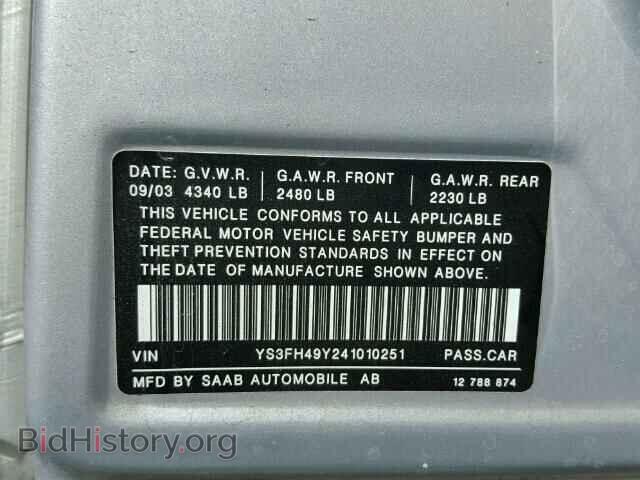 2004 SAAB 9 3 - VIN: YS3FH49Y241010251 - Фото 10