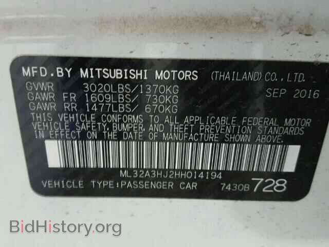 2017 MITSUBISHI MIRAGE - VIN: ML32A3HJ2HH014194 - Фото 10