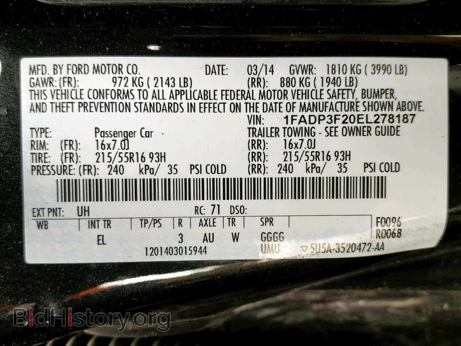 2014 FORD FOCUS - VIN: 1FADP3F20EL278187 - Фото 10