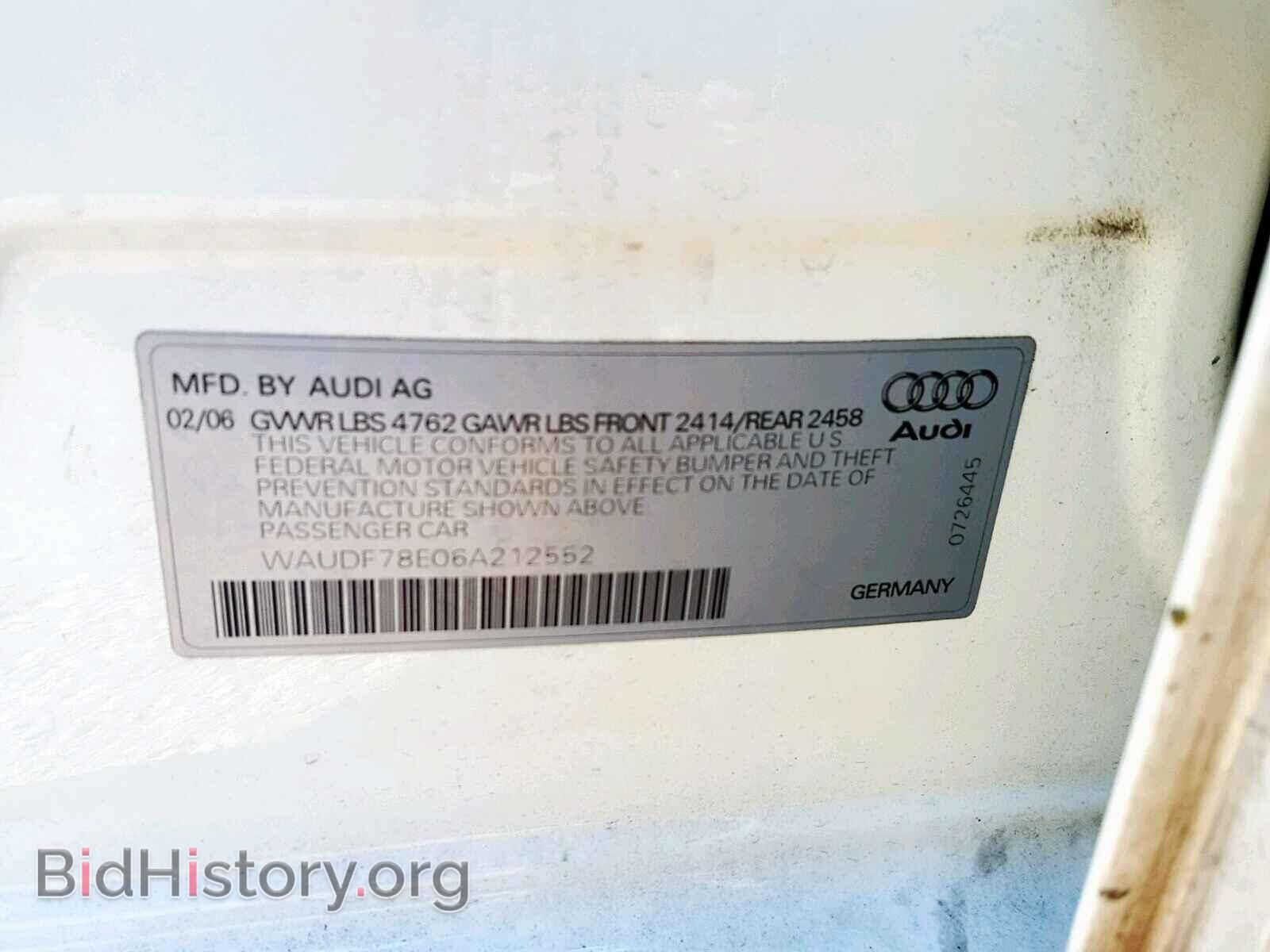 2006 AUDI A4 - VIN: WAUDF78E06A212552 - Фото 10