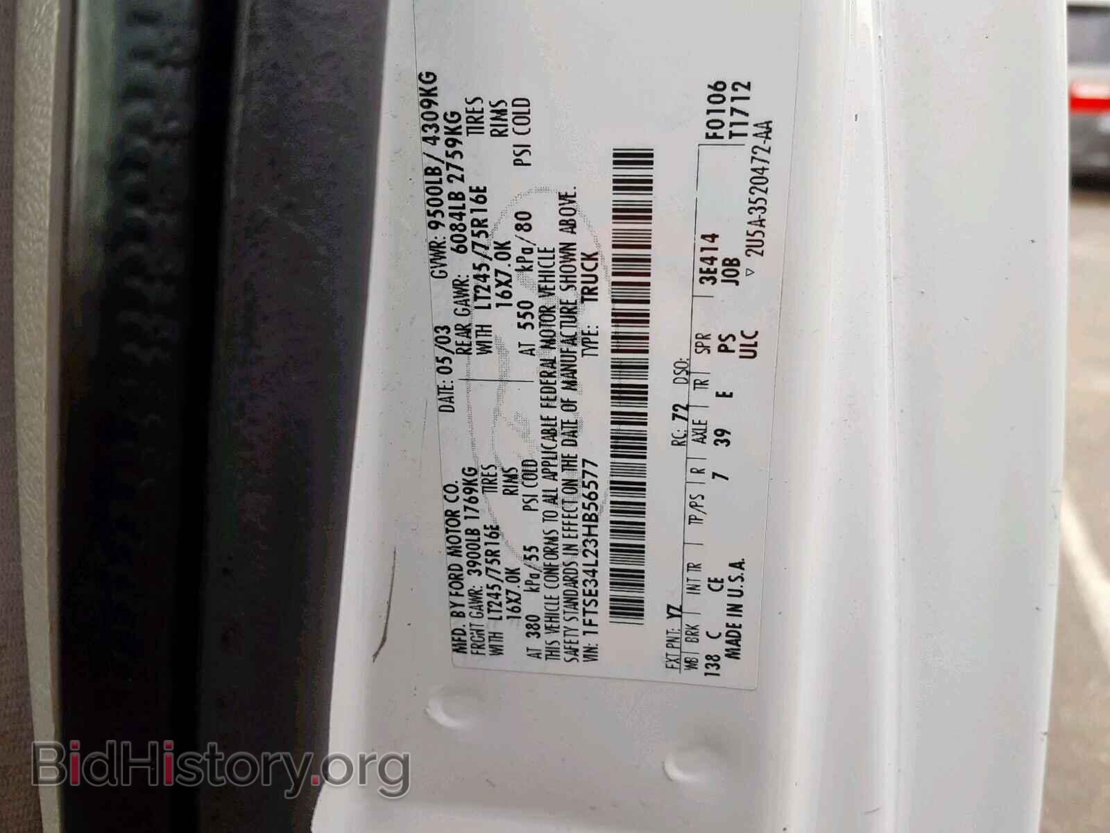 2003 FORD ECONOLINE - VIN: 1FTSE34L23HB56577 - Фото 10