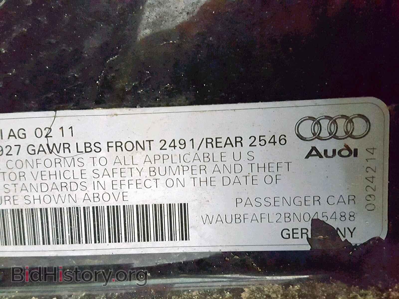 2011 AUDI A4 - VIN: WAUBFAFL2BN045488 - Фото 10