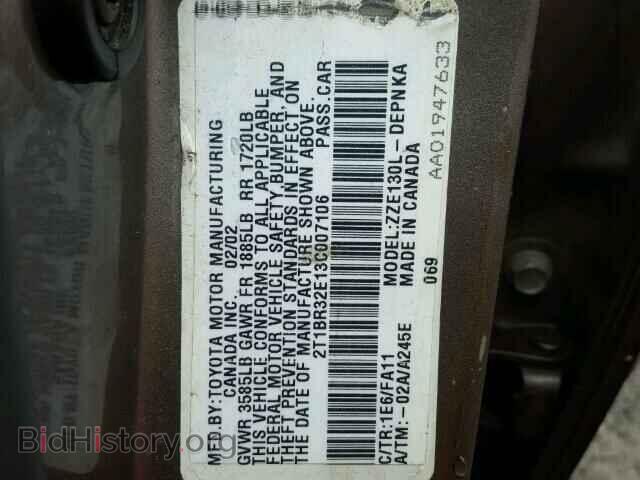 2003 TOYOTA COROLLA - VIN: 2T1BR32E13C007106 - Фото 10