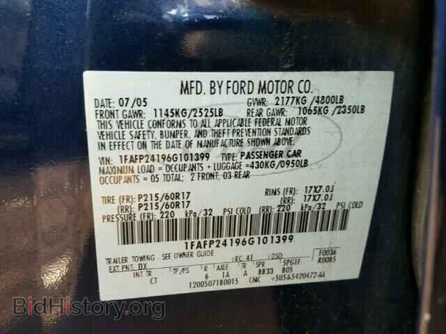 2006 FORD FIVE HUNDR - VIN: 1FAFP24196G101399 - Фото 10