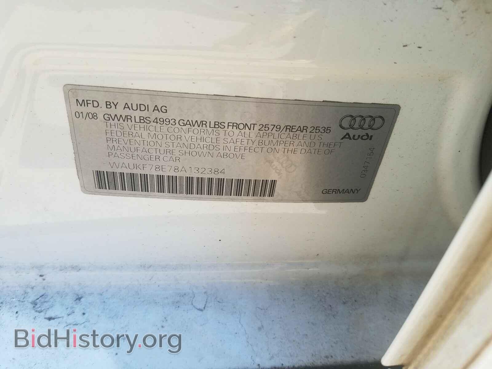 2008 AUDI A4 - VIN: WAUKF78E78A132384 - Фото 10