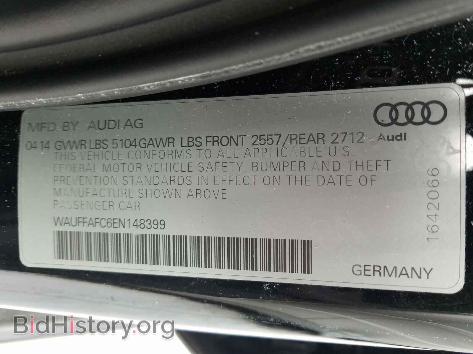 2014 AUDI A6 - VIN: WAUFFAFC6EN148399 - Фото 10