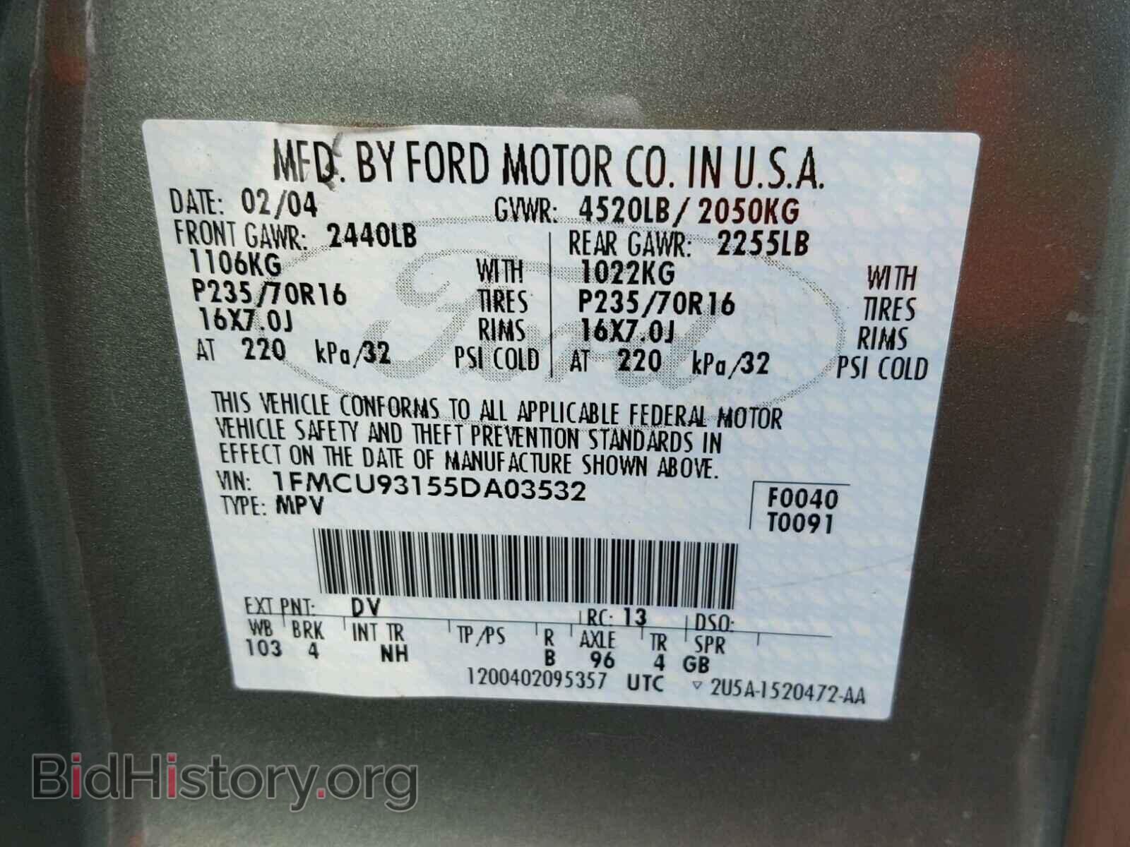 2005 FORD ESCAPE - VIN: 1FMCU93155DA03532 - Фото 10