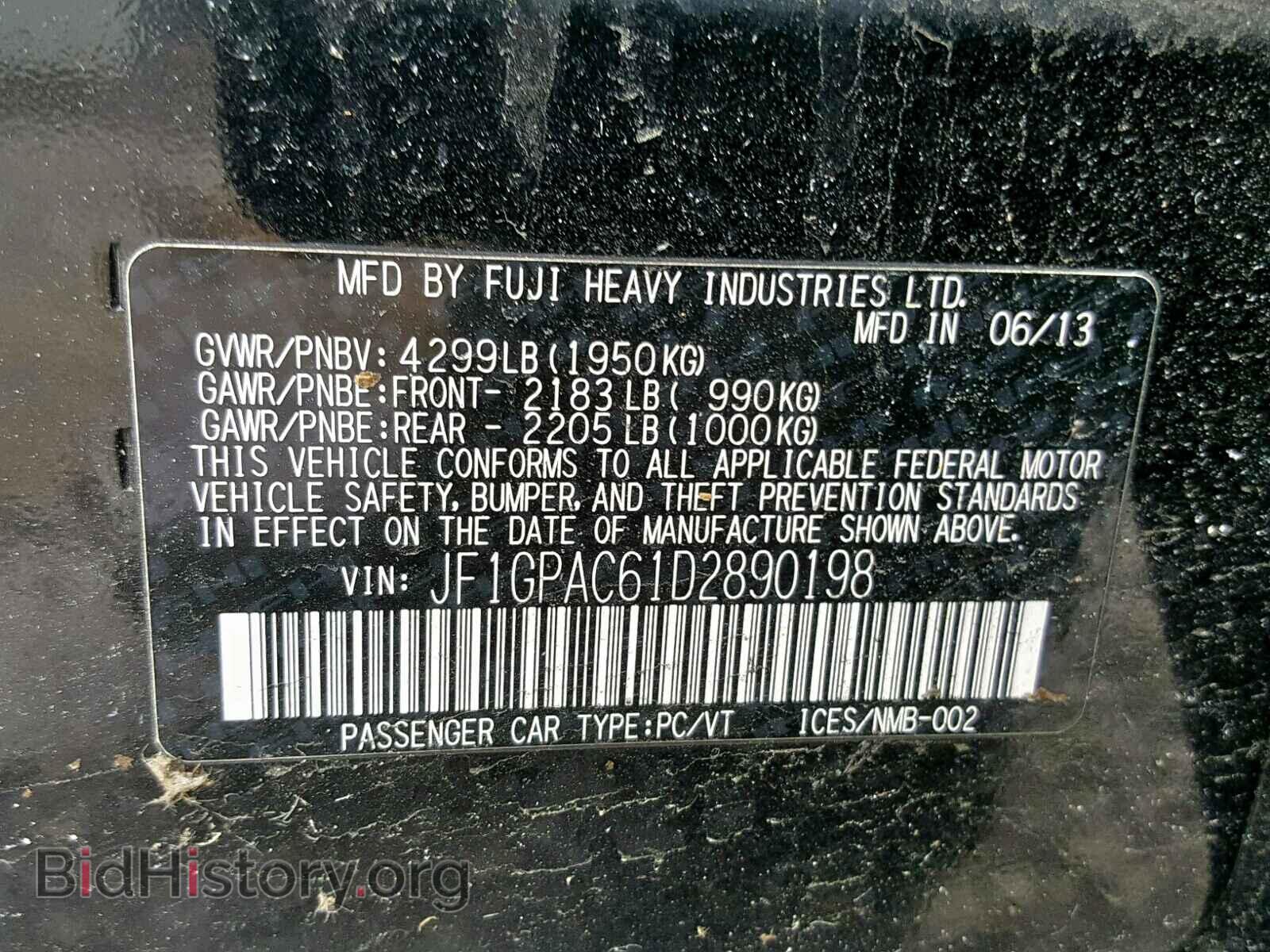 2013 SUBARU IMPREZA - VIN: JF1GPAC61D2890198 - Фото 10